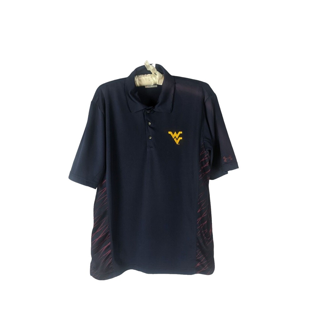 Under Armour Sz M Loose Fit Blue West Virginia Short Sleeve Golf Athletic Polo